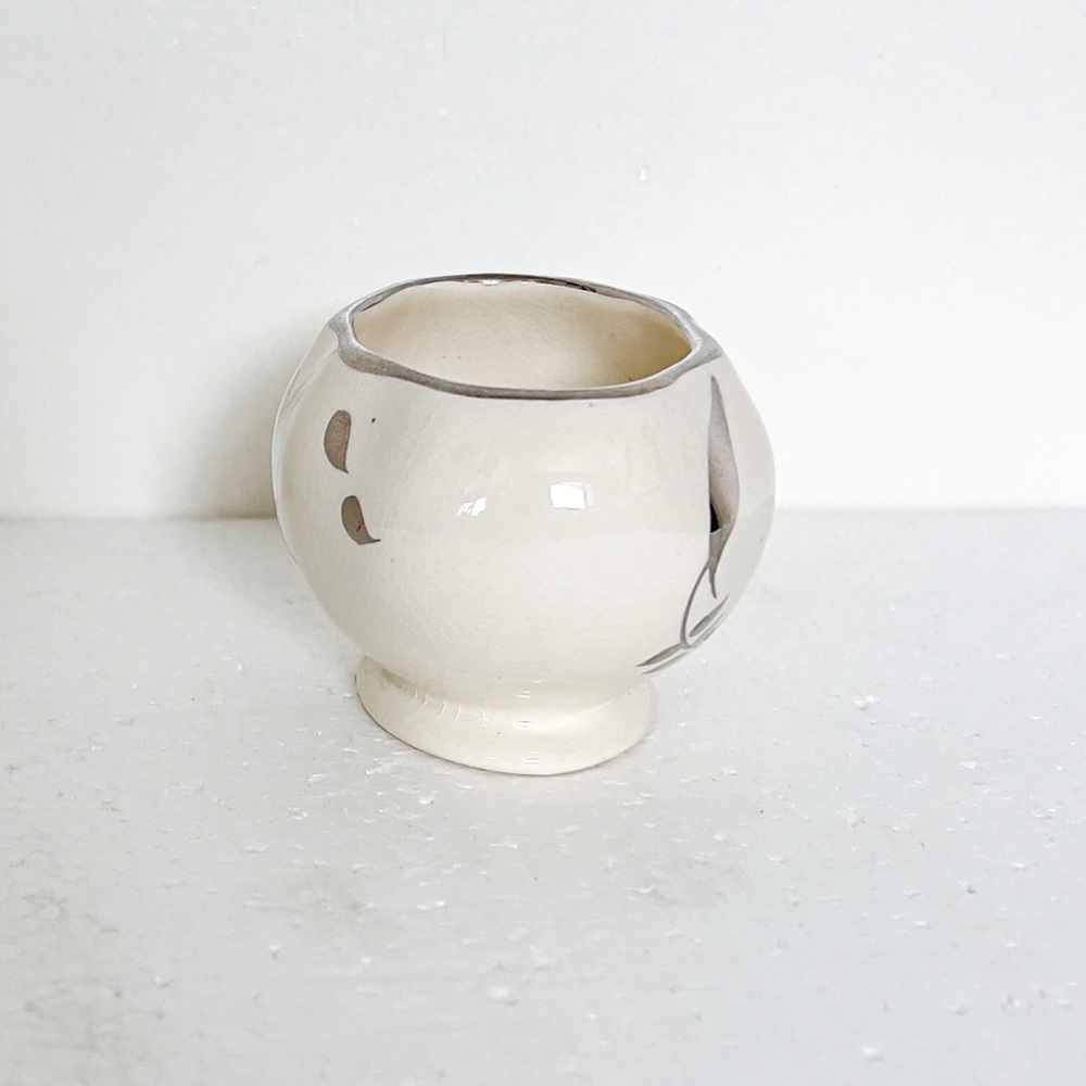 Vintage Sandland Hanley Staffordshire sugar bowl Made In England Silver Leaf - Picture 4 of 5